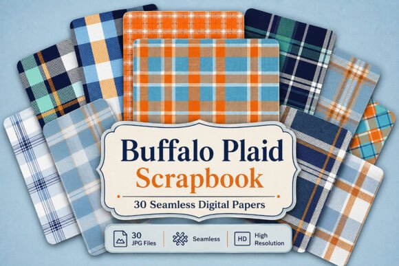 Download Buffalo Plaid Digital Scrapbook Paper - Digital scrapbook Collection