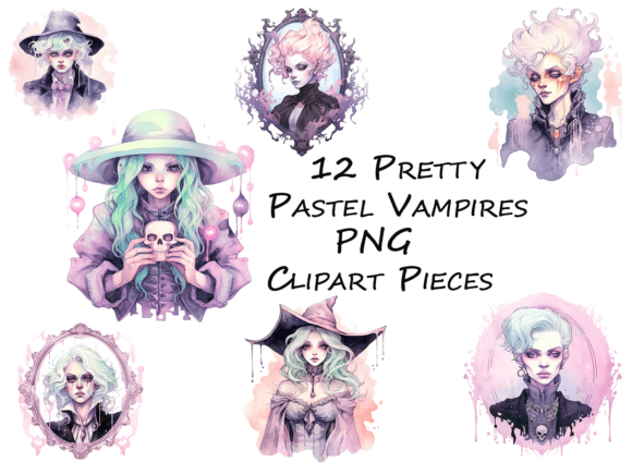 Download Pretty Spooky Pastel Vampires Clipart - Vampires Collection