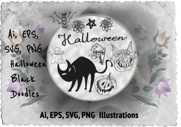 Download Halloween Black Line Doodles - Vampires - Vampires Collection