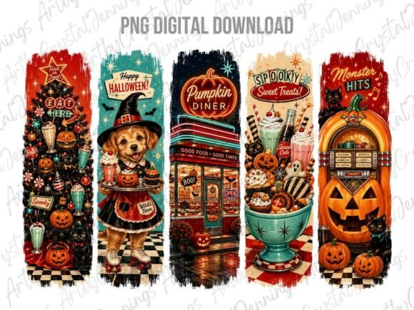 Download Retro Spooky Diner Halloween Brushstroke - Halloween Collection