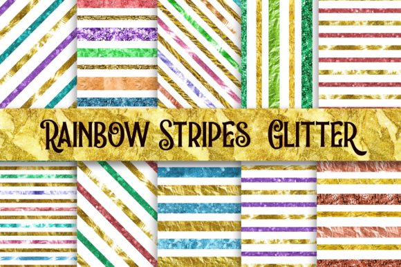 Download Rainbow Stripes Glitter Digital Papers - Rainbow stripes Collection