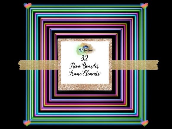 Download 32 Neon Frame Boarders 12x12 - Premium Resources