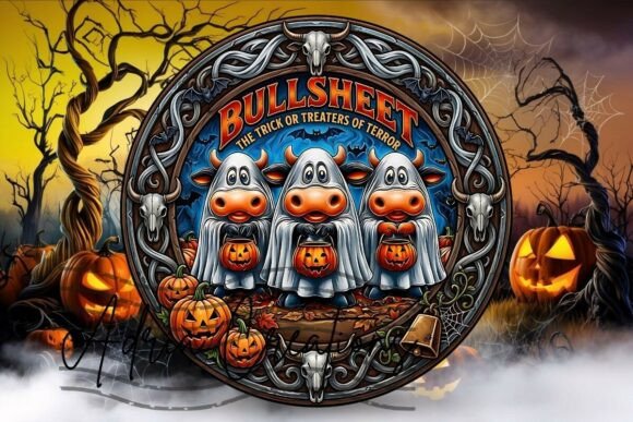 Download Halloween Cow Round Sign, Wreath Png - Halloween Collection
