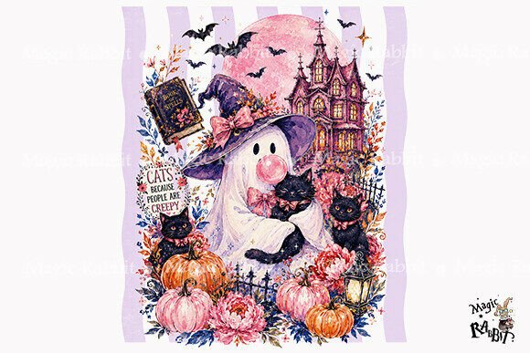 Download Pink Ghost Cat Halloween PNG - Halloween Collection