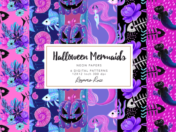 Download Halloween Mermaid Papers, Pattern - Halloween Collection