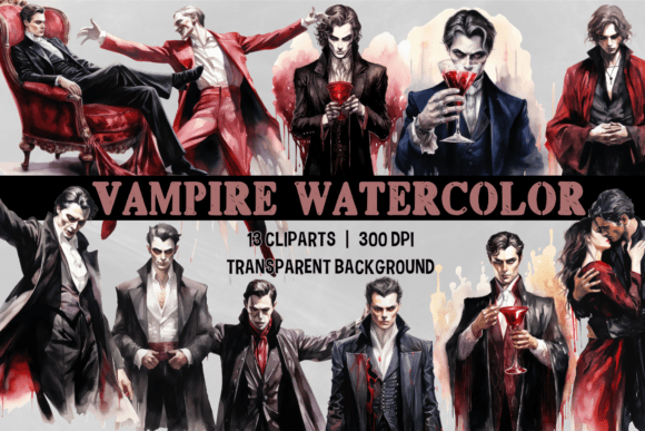 Download Vampires Watercolor Clipart Sublimation - Vampires Collection