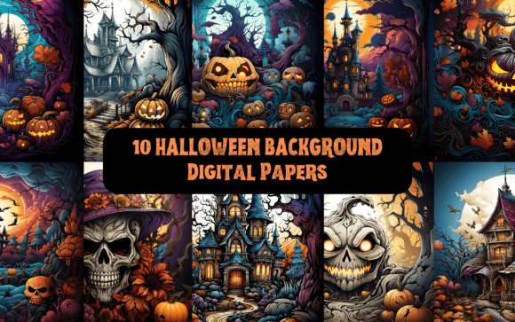 Download 10 Halloween Backgrounds Digital Papers - Halloween Collection