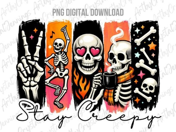 Download Stay Creepy Skull Halloween Skeleton PNG - Halloween Collection