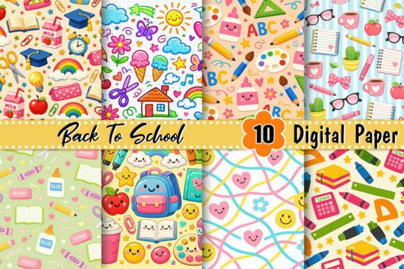 Download Kawaii Back to School Digital Paper - Premium Resources