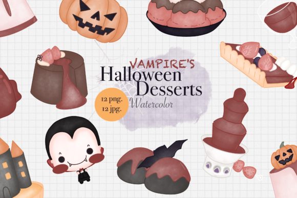 Download VAMPIRE'S HALLOWEEN DESSERTS Watercolor - Halloween Collection