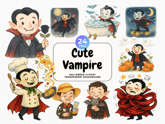 Download Cute Friendly Vampires Clipart - Vampires Collection