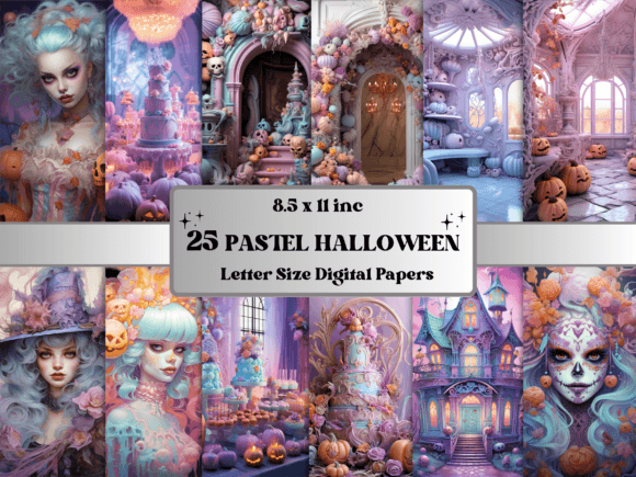 Download Pastel Halloween Scenes Digital Paper - Halloween Collection