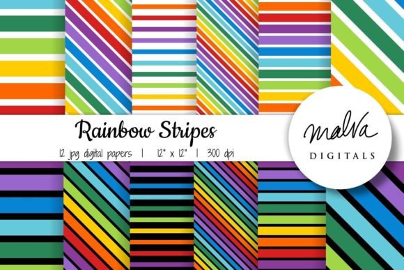 Download Rainbow Stripes Digital Papers - Rainbow stripes Collection