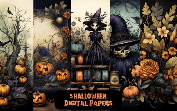 Download 5 Watercolor Halloween Backgrounds - Halloween Collection