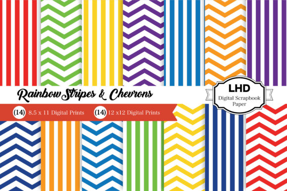 Download Digital Paper - Rainbow Stripes Chevron - Rainbow stripes Collection